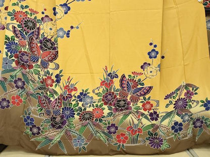 平和屋着物●豪華振袖　紅型　花蝶文　暈し染め　正絹　逸品　DABI2307ud