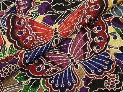 平和屋着物●豪華振袖　紅型　花蝶文　暈し染め　正絹　逸品　DABI2307ud