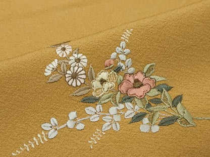 平和屋着物●訪問着　総刺繍　雪輪草花文　金糸　正絹　逸品　DABI2308ud