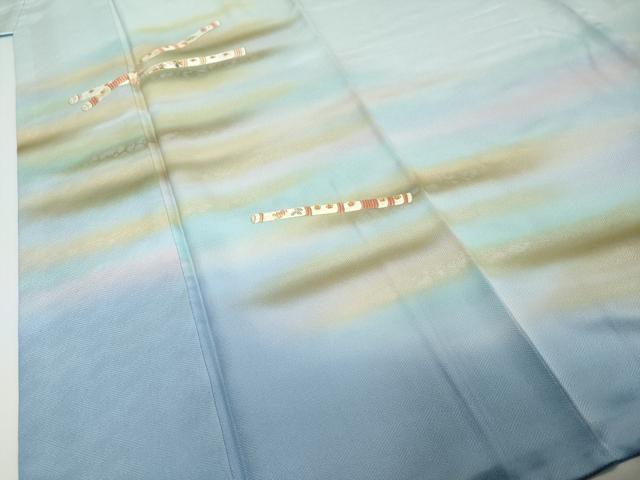 平和屋着物●訪問着　駒刺繍　楽器花鳥文　暈し染め　金銀彩　正絹　逸品　DABI2312ud
