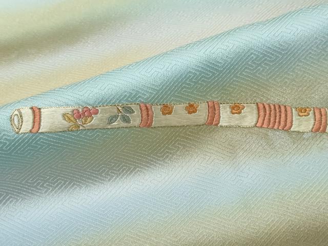 平和屋着物●訪問着　駒刺繍　楽器花鳥文　暈し染め　金銀彩　正絹　逸品　DABI2312ud