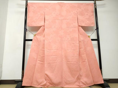 平和屋着物●上質な色無地　石畳箔散らし地紋　紅梅色　正絹　逸品　DABI2314ud