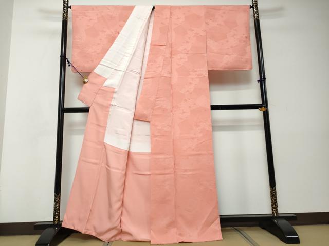 平和屋着物●上質な色無地　石畳箔散らし地紋　紅梅色　正絹　逸品　DABI2314ud