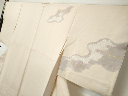 平和屋着物●訪問着　絞り　刺繍　道長梅松文　金彩　正絹　逸品　DABI2315ud