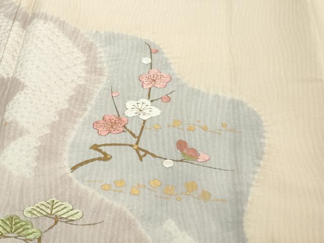 平和屋着物●訪問着　絞り　刺繍　道長梅松文　金彩　正絹　逸品　DABI2315ud