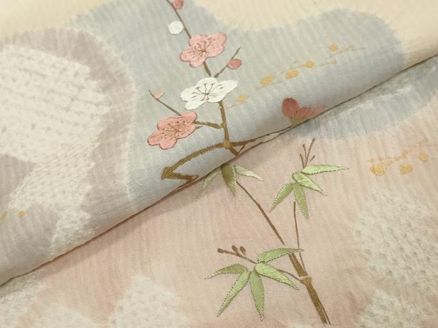 平和屋着物●訪問着　絞り　刺繍　道長梅松文　金彩　正絹　逸品　DABI2315ud