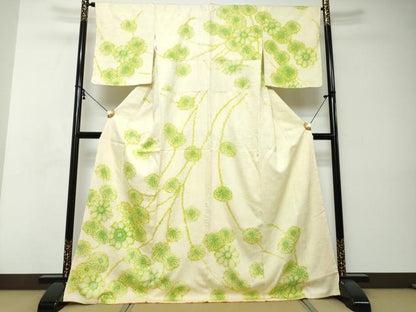 平和屋着物●訪問着　総絞り　枝花文　正絹　逸品　DABI2316ud
