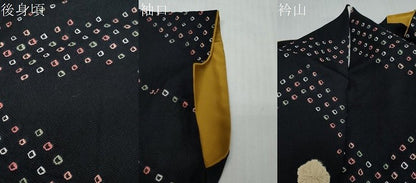 平和屋着物●上質な小紋　絞り　舞花文　黒地　正絹　逸品　DABI2320ud
