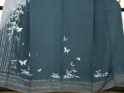 平和屋着物●訪問着　笹竹舞蝶文　金彩　正絹　逸品　DABI2321ud
