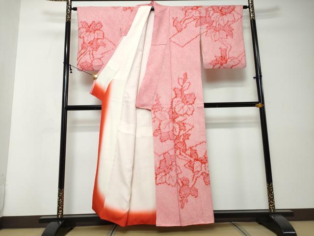 平和屋着物●訪問着　総絞り　草花文　正絹　逸品　DABI2324ud