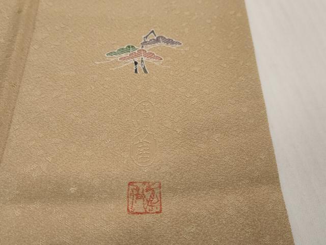 平和屋着物●名門・上野家　上野街子監修　清染居　色無地　箔散らし地紋　白橡色　正絹　逸品　DABI2325ud