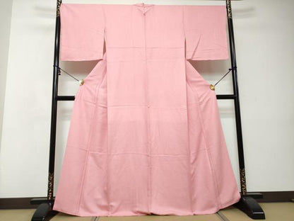 平和屋着物●上質な色無地　霞地紋　鴇色　正絹　逸品　DABI2326ud