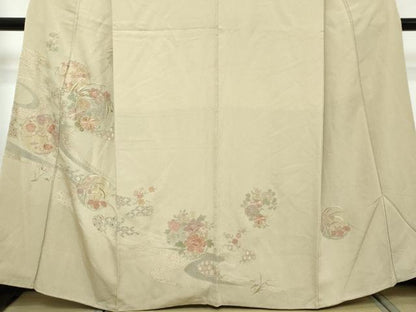 平和屋着物●中国三大刺繍　スワトウ刺繍　汕頭刺繍　総刺繍　訪問着　流水吉祥草花丸文　正絹　逸品　DABI2328ud