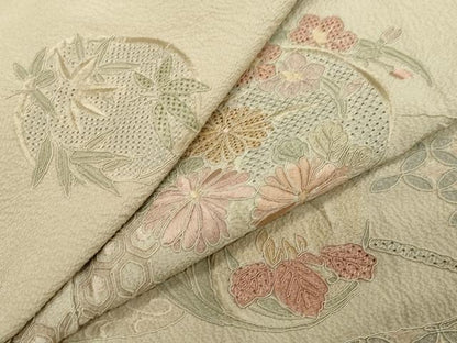 平和屋着物●中国三大刺繍　スワトウ刺繍　汕頭刺繍　総刺繍　訪問着　流水吉祥草花丸文　正絹　逸品　DABI2328ud