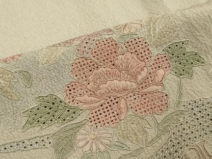 平和屋着物●中国三大刺繍　スワトウ刺繍　汕頭刺繍　総刺繍　訪問着　流水吉祥草花丸文　正絹　逸品　DABI2328ud