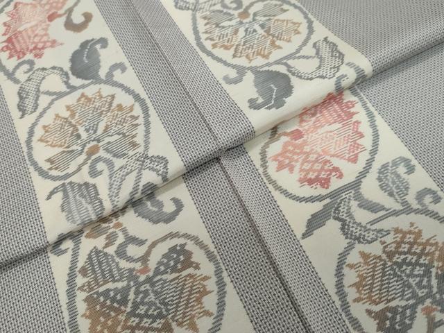 平和屋着物●本場大島紬　白大島　唐草間道　正絹　逸品　未使用　DABI2330ud