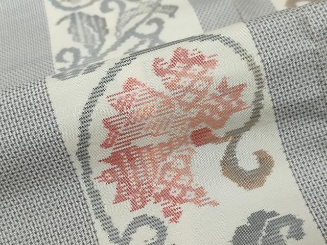 平和屋着物●本場大島紬　白大島　唐草間道　正絹　逸品　未使用　DABI2330ud