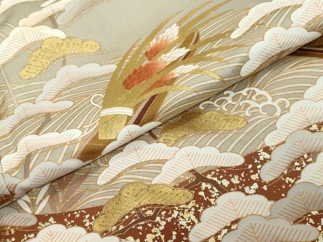 平和屋着物●豪華色留袖　立波小舟文　金彩　正絹　逸品　DABI2332ud