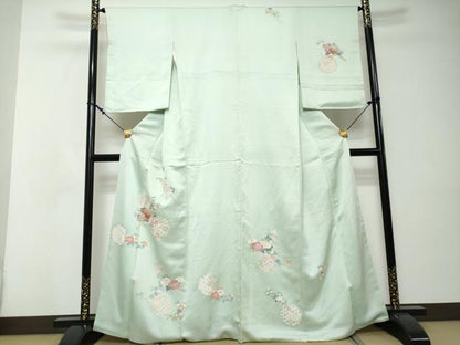 平和屋着物●訪問着　雪輪草花文　金彩　正絹　逸品　DABI2333ud