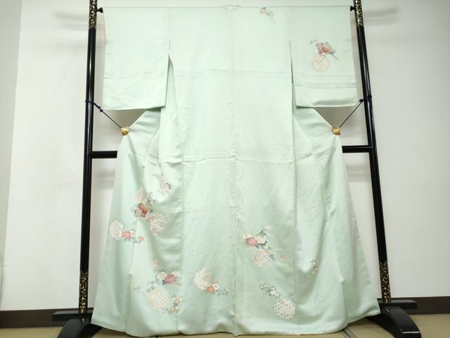 平和屋着物●訪問着　雪輪草花文　金彩　正絹　逸品　DABI2333ud