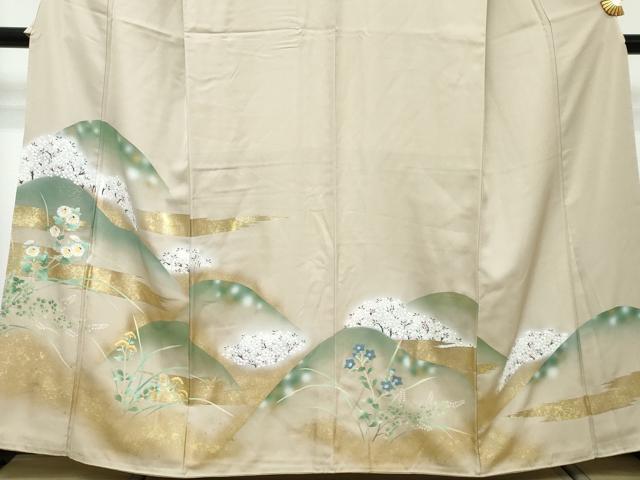 平和屋着物●豪華色留袖　遠山草花文　暈し染め　金彩　正絹　逸品　DABI2334ud