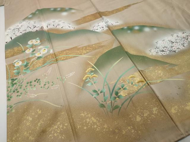 平和屋着物●豪華色留袖　遠山草花文　暈し染め　金彩　正絹　逸品　DABI2334ud