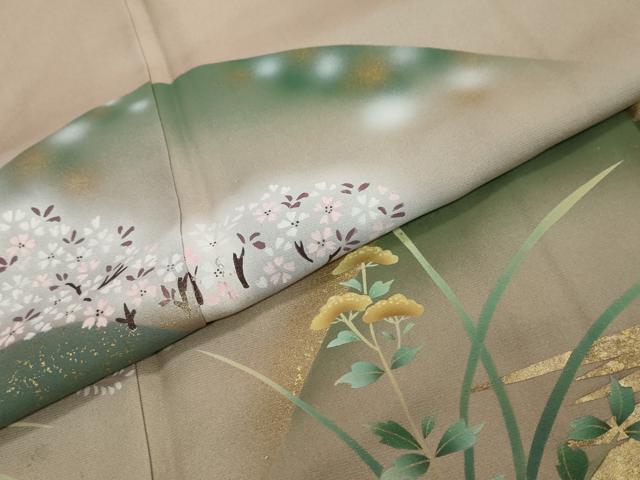 平和屋着物●豪華色留袖　遠山草花文　暈し染め　金彩　正絹　逸品　DABI2334ud