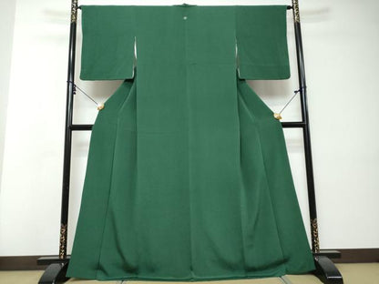 平和屋着物●上質な色無地　鉄色　鬼しぼ縮緬　正絹　逸品　DABI2336ud