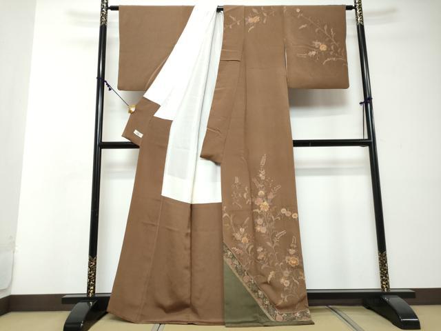 平和屋着物●中国三大刺繍　スワトウ刺繍　汕頭刺繍　総刺繍　訪問着　洋花文　鬼しぼ縮緬　やまと誂製　正絹　逸品　DABI2337ud