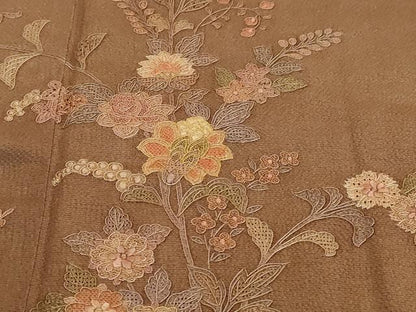 平和屋着物●中国三大刺繍　スワトウ刺繍　汕頭刺繍　総刺繍　訪問着　洋花文　鬼しぼ縮緬　やまと誂製　正絹　逸品　DABI2337ud