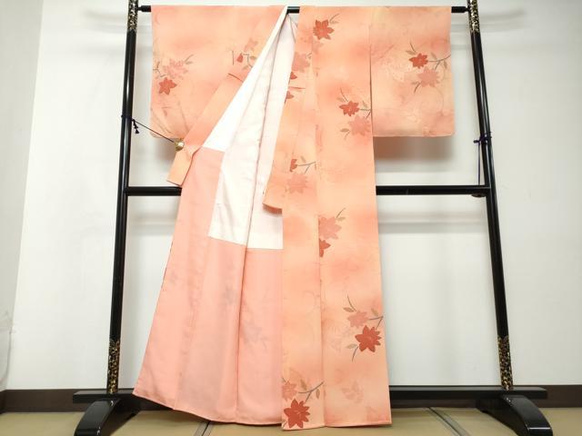 平和屋着物●上質な小紋　地紋起こし　花蝶文　正絹　逸品　未使用　DABI2338ud