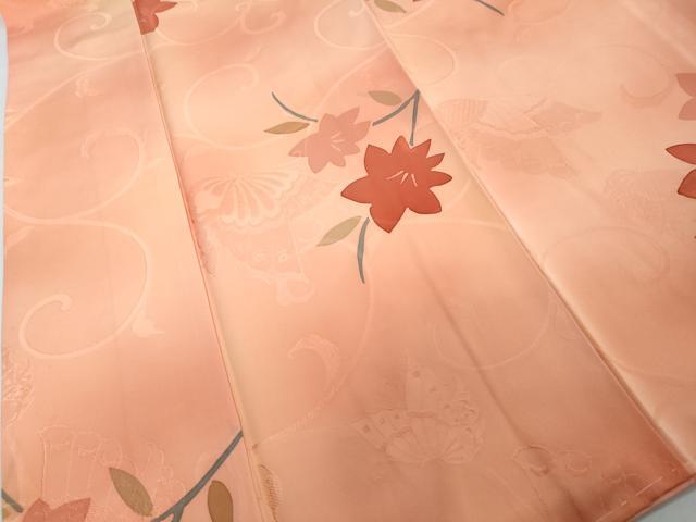 平和屋着物●上質な小紋　地紋起こし　花蝶文　正絹　逸品　未使用　DABI2338ud