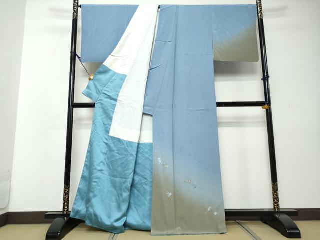 平和屋着物●伝統工芸士　京友禅染色作家　田家鬼彩　訪問着　扇面草花文　暈し染め　金彩　正絹　逸品　DABI2339ud