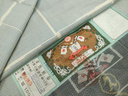 平和屋着物●本場大島紬　白大島　7マルキ　格子文　久野織物謹製　証紙付き　正絹　逸品　DABI2340ud