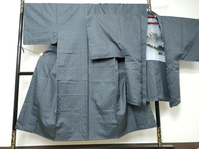 平和屋着物●男性　お召　アンサンブル　長羽織　野口　正絹　逸品　DABI2342ud