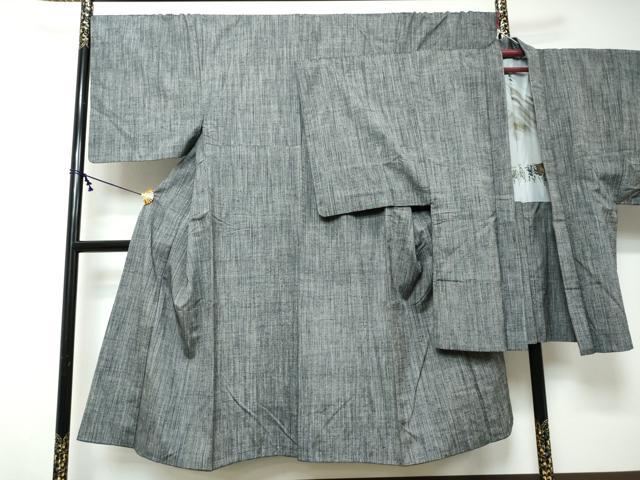 平和屋着物●男性　紬　アンサンブル　長羽織　霞文　正絹　逸品　DABI2344ud