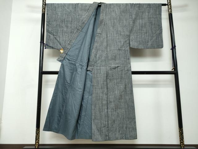 平和屋着物●男性　紬　アンサンブル　長羽織　霞文　正絹　逸品　DABI2344ud
