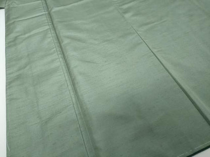 平和屋着物●男性　紬・羽織セット　着物：山葵色　羽織・柳鼠色　正絹　逸品　DABI2345ud