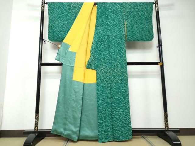平和屋着物●竹村紫浩　一珍染　紬　小紋　雪芝文　カラー胴裏：中黄色　正絹　逸品　未使用　DABI2346ud