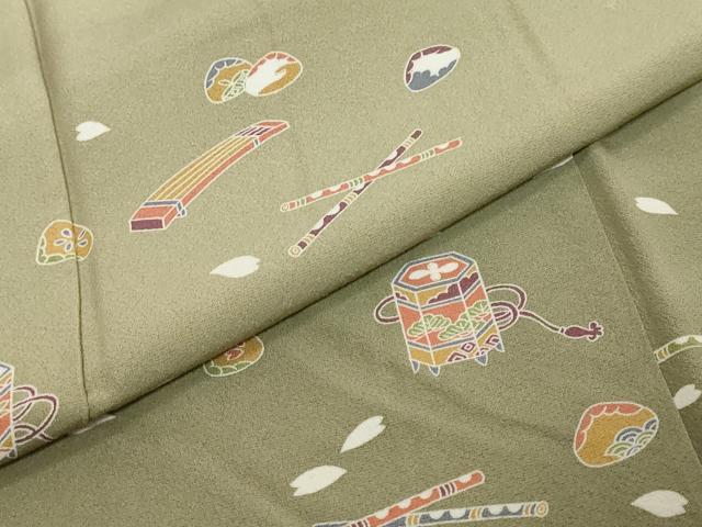 平和屋着物●訪問着　友禅　貝桶楽器花文　暈し染め　正絹　逸品　未使用　DABI2350ud