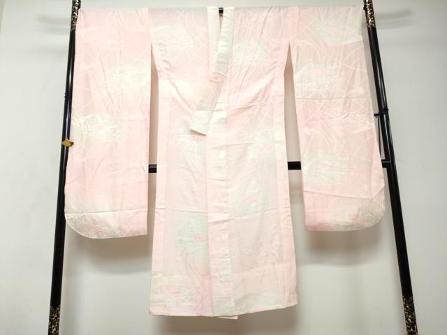 平和屋着物●振袖用長襦袢　無双仕立て　扇面草花地紋　暈し染め　正絹　逸品　DABI2351ud