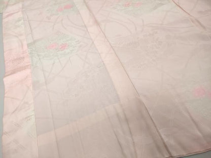 平和屋着物●振袖用長襦袢　無双仕立て　扇面草花地紋　暈し染め　正絹　逸品　DABI2351ud