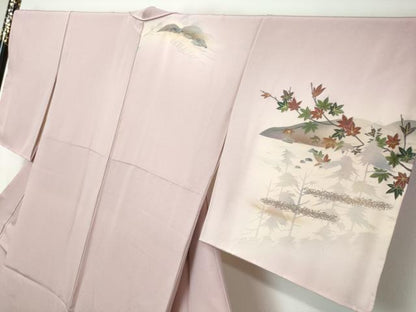 平和屋着物●訪問着　流水群れ鳥枝葉文　暈し染め　金彩　正絹　逸品　未使用　DABI2352ud