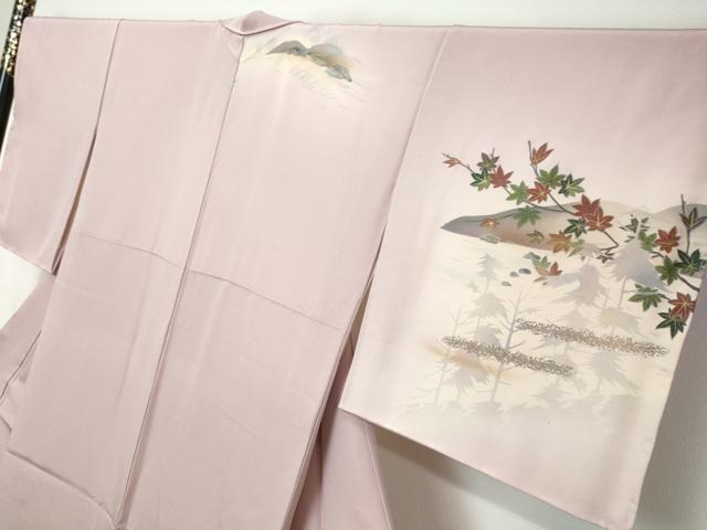 平和屋着物●訪問着　流水群れ鳥枝葉文　暈し染め　金彩　正絹　逸品　未使用　DABI2352ud