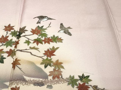 平和屋着物●訪問着　流水群れ鳥枝葉文　暈し染め　金彩　正絹　逸品　未使用　DABI2352ud