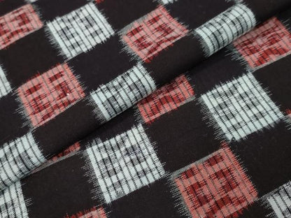 平和屋着物●久留米絣　単衣　市松文様　綿　逸品　DABI2356ud
