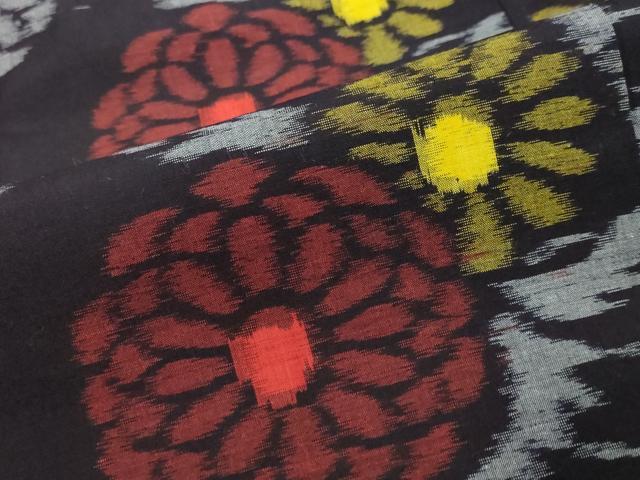 平和屋着物●久留米絣　単衣　舞花文　綿　逸品　DABI2359ud