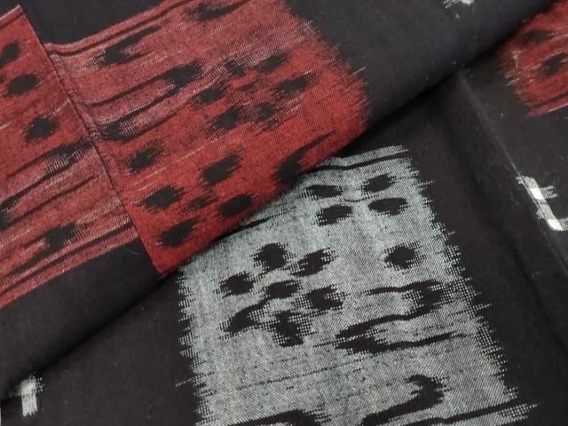 平和屋着物●久留米絣　単衣　格子花文　綿　逸品　DABI2367ud