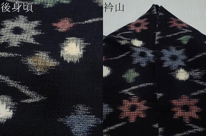 平和屋着物●久留米絣　胴抜き仕立て　舞花文　綿　逸品　DABI2369ud