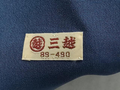 平和屋着物●上質な小紋　藍　型染め　紬地　流水草花文　三越扱い　正絹　逸品　未使用　DABI2371ud